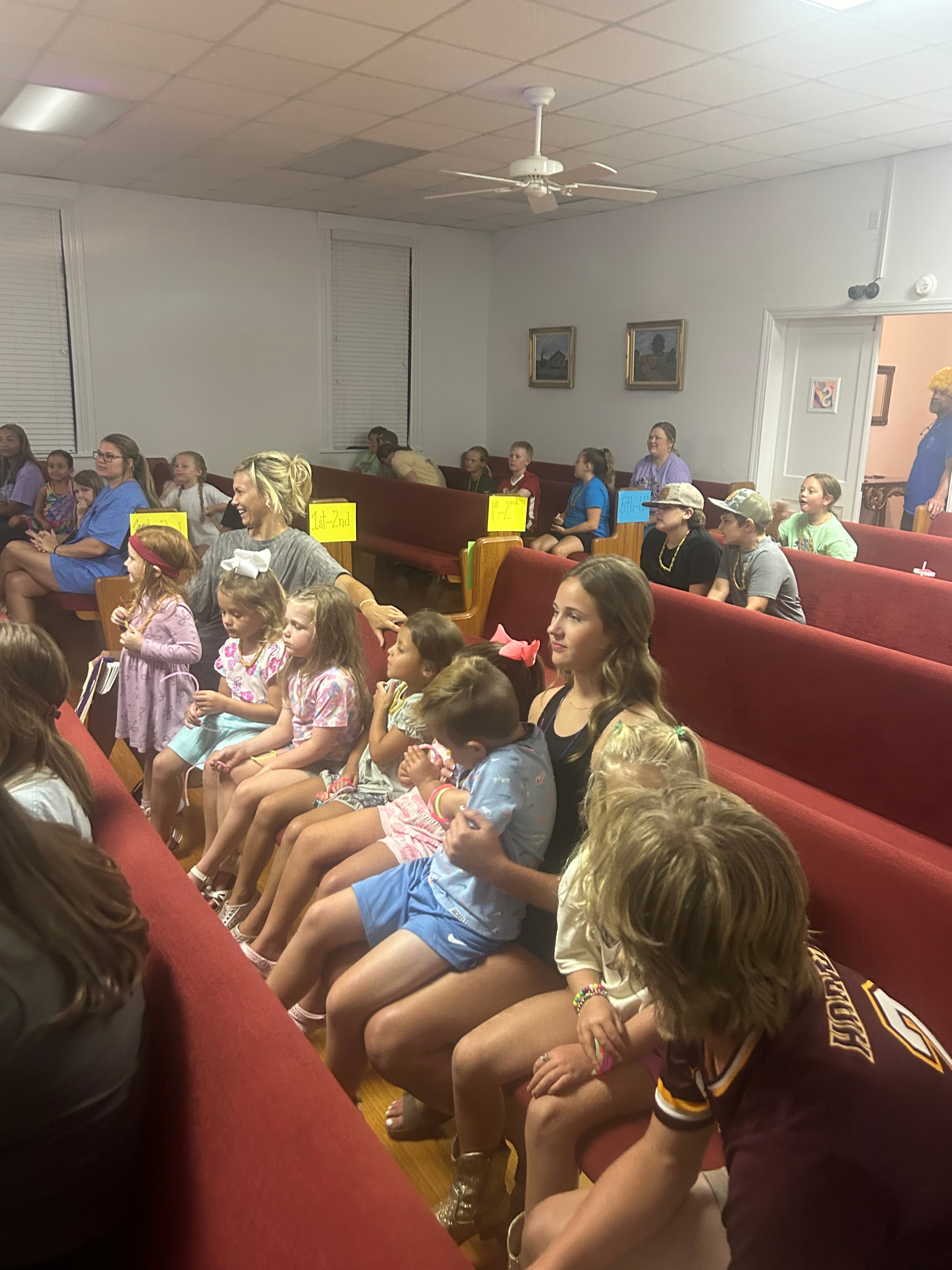 Children and teens filling the pews at VBS 2026